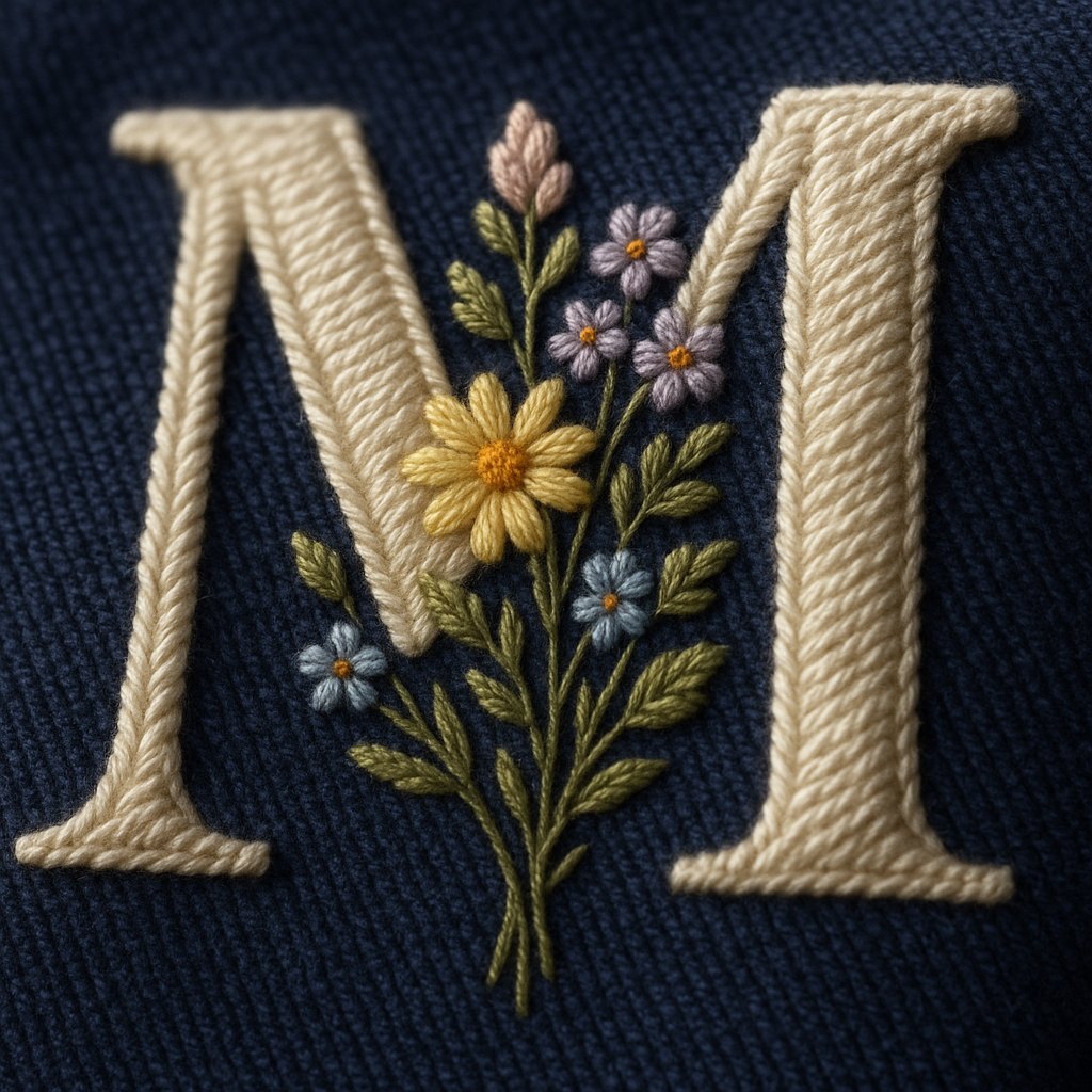 Hoodie Thêu Chữ M Hoa Dại – Navy