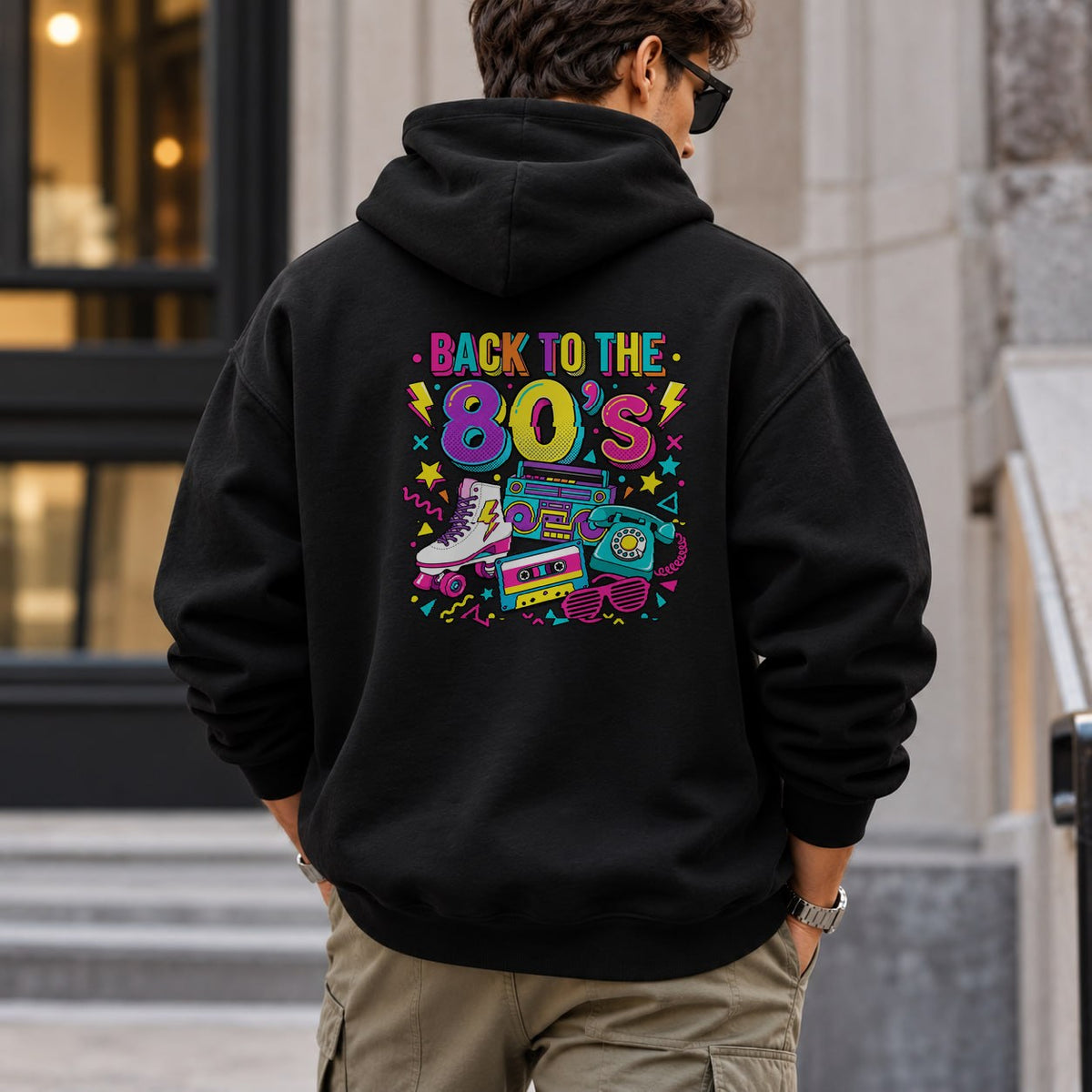 back_to_80s hoodie — Black