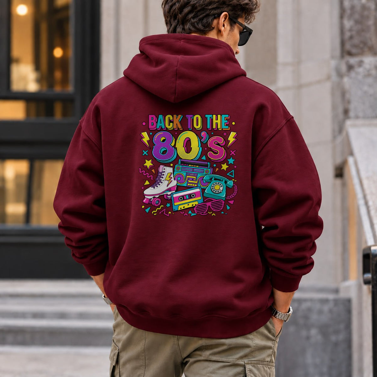 back_to_80s hoodie — Maroon