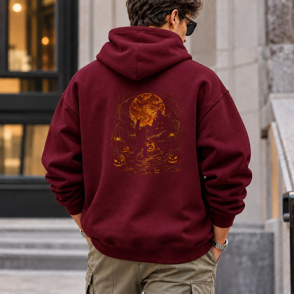 bigfoot_halloween hoodie — Maroon