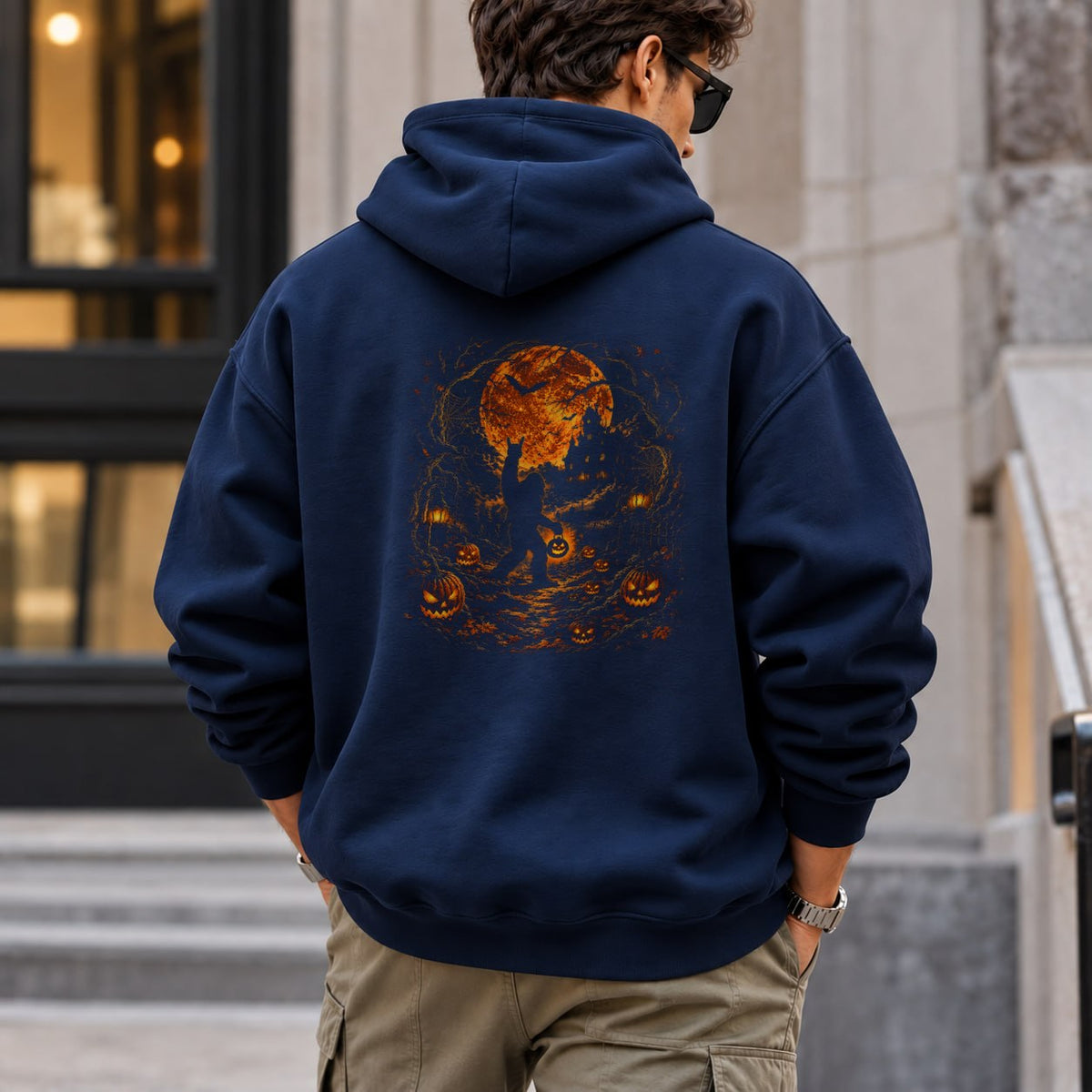 bigfoot_halloween hoodie — Navy