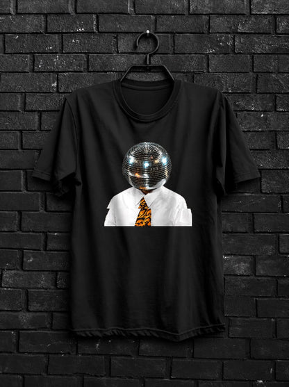 Black and White Disco Ball Club Shirt — Black Shirt