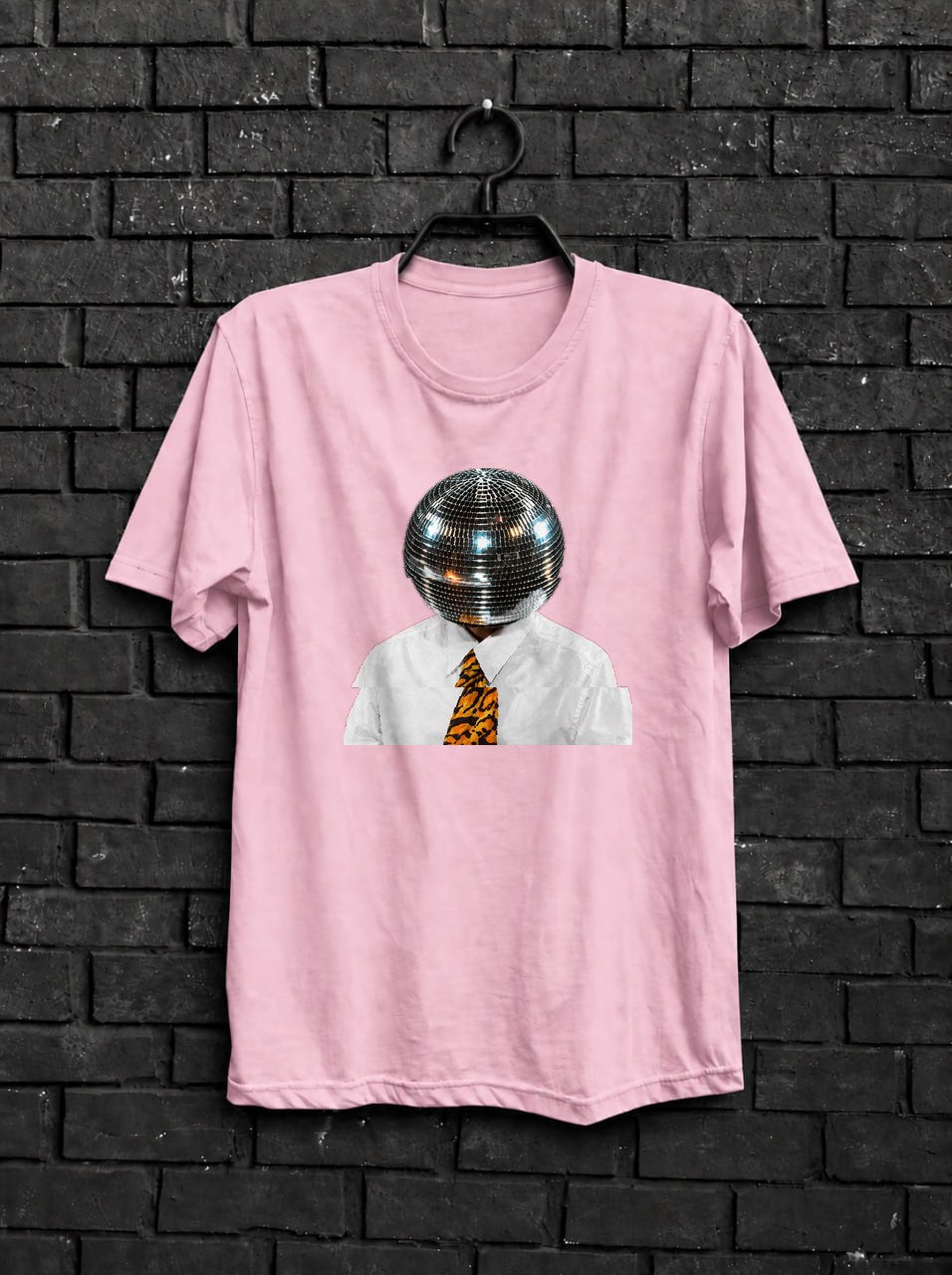 Black and White Disco Ball Club Shirt — Light Pink Shirt