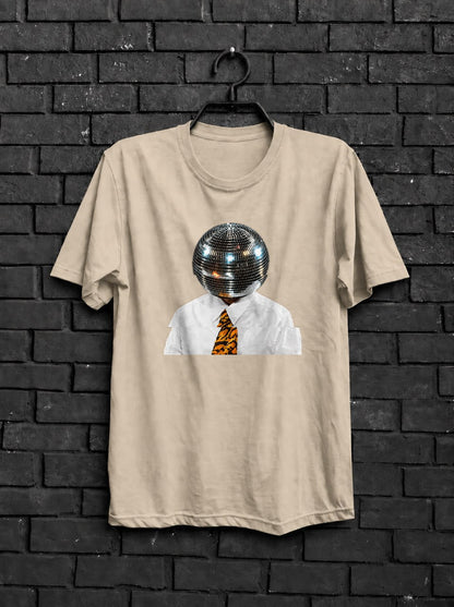 Black and White Disco Ball Club Shirt — Cream Shirt