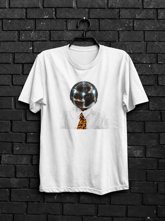 Black and White Disco Ball Club Shirt — Retro Dance Tee