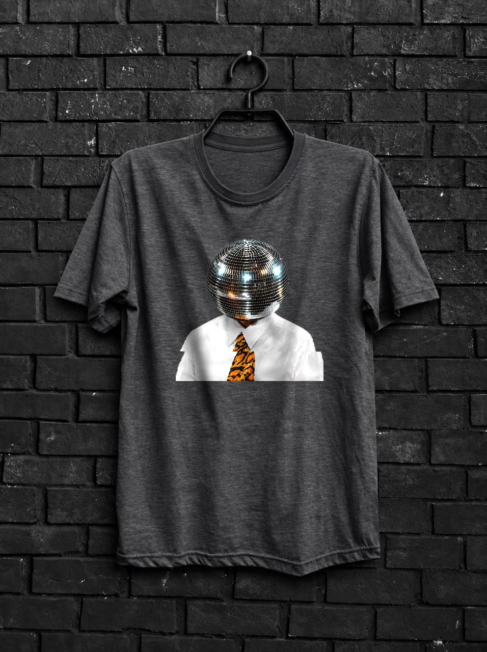 Black and White Disco Ball Club Shirt — Dark Gray Shirt