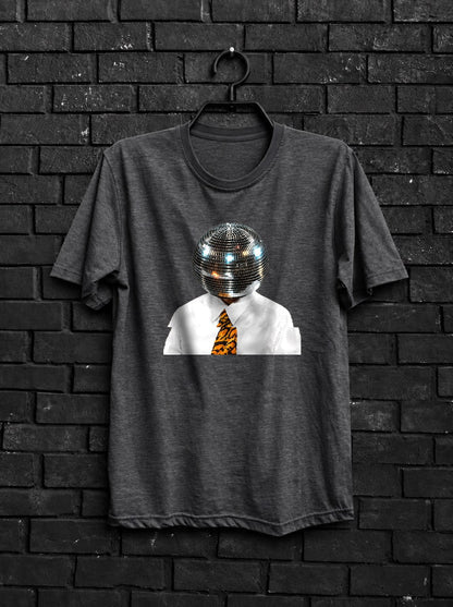 Black and White Disco Ball Club Shirt — Dark Gray Shirt