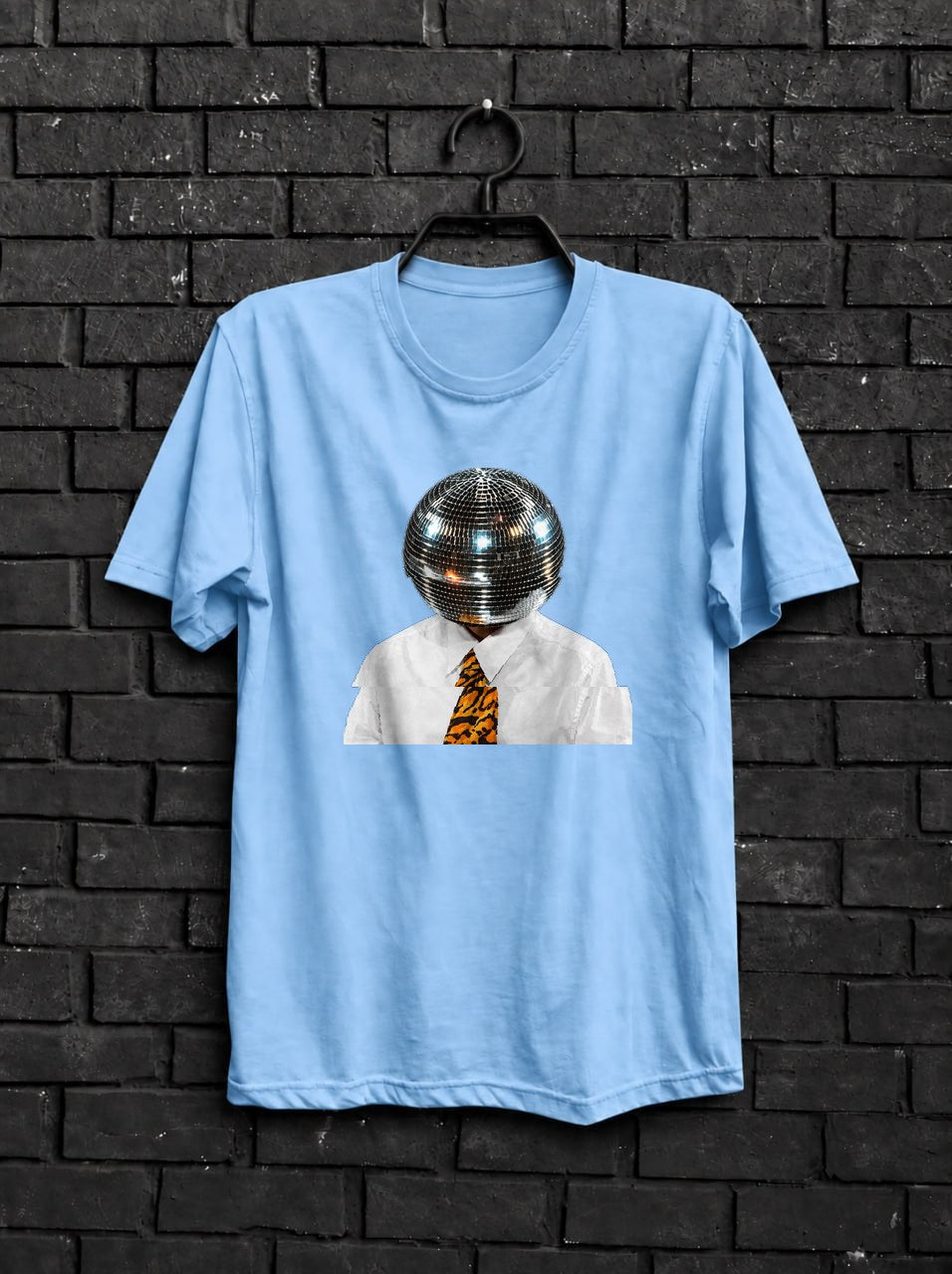 Black and White Disco Ball Club Shirt — Light Blue Shirt