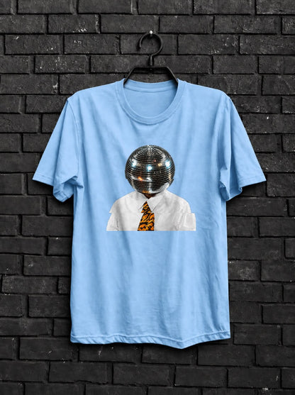 Black and White Disco Ball Club Shirt — Light Blue Shirt