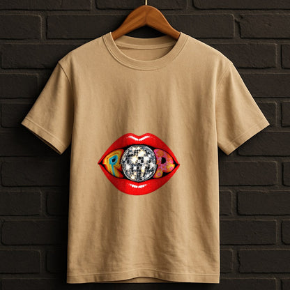 POP Lips Disco Shirt — Sand Shirt
