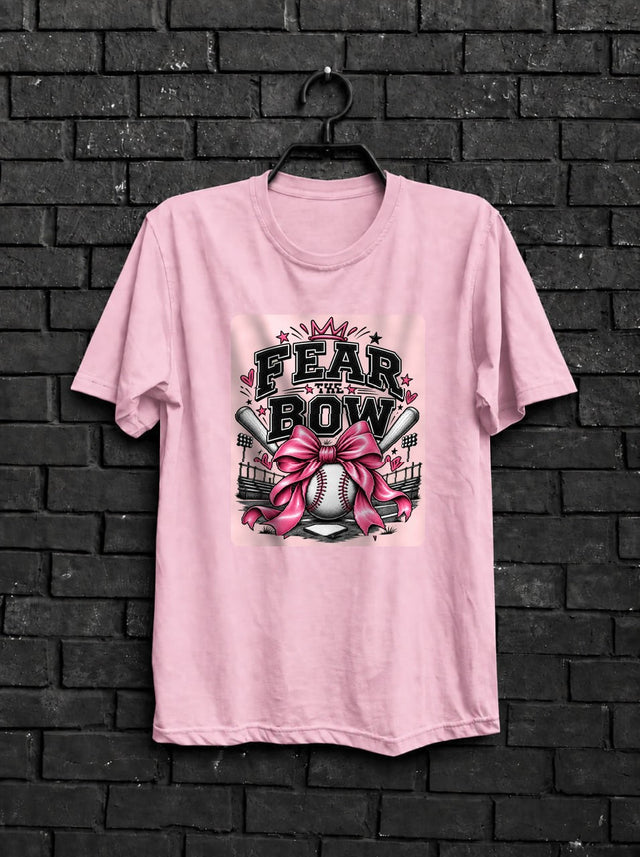 Fear the Bow Shirt — Softball Coquette Pink Bow Tee
