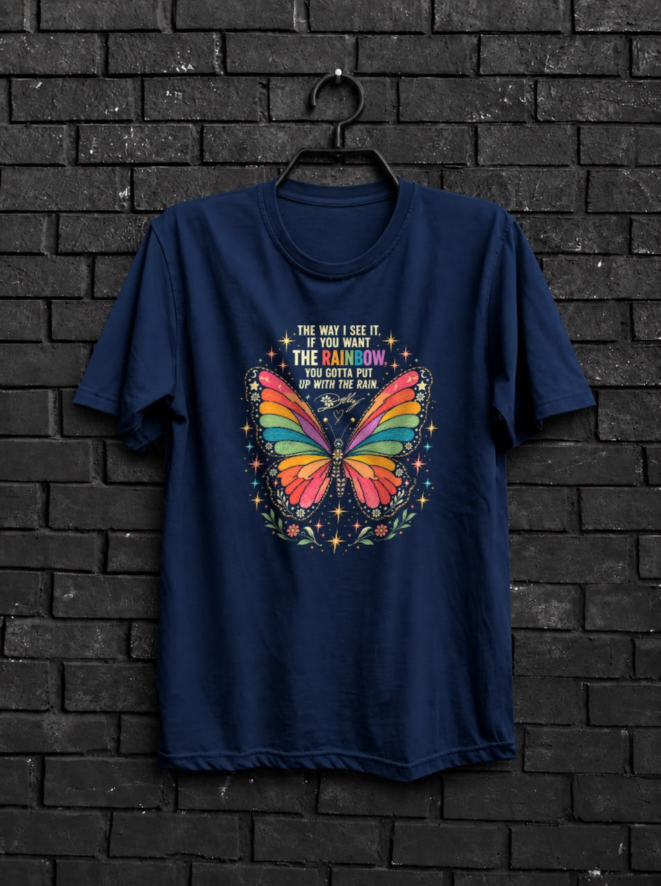 Inspirational Butterfly Shirt — Navy Shirt