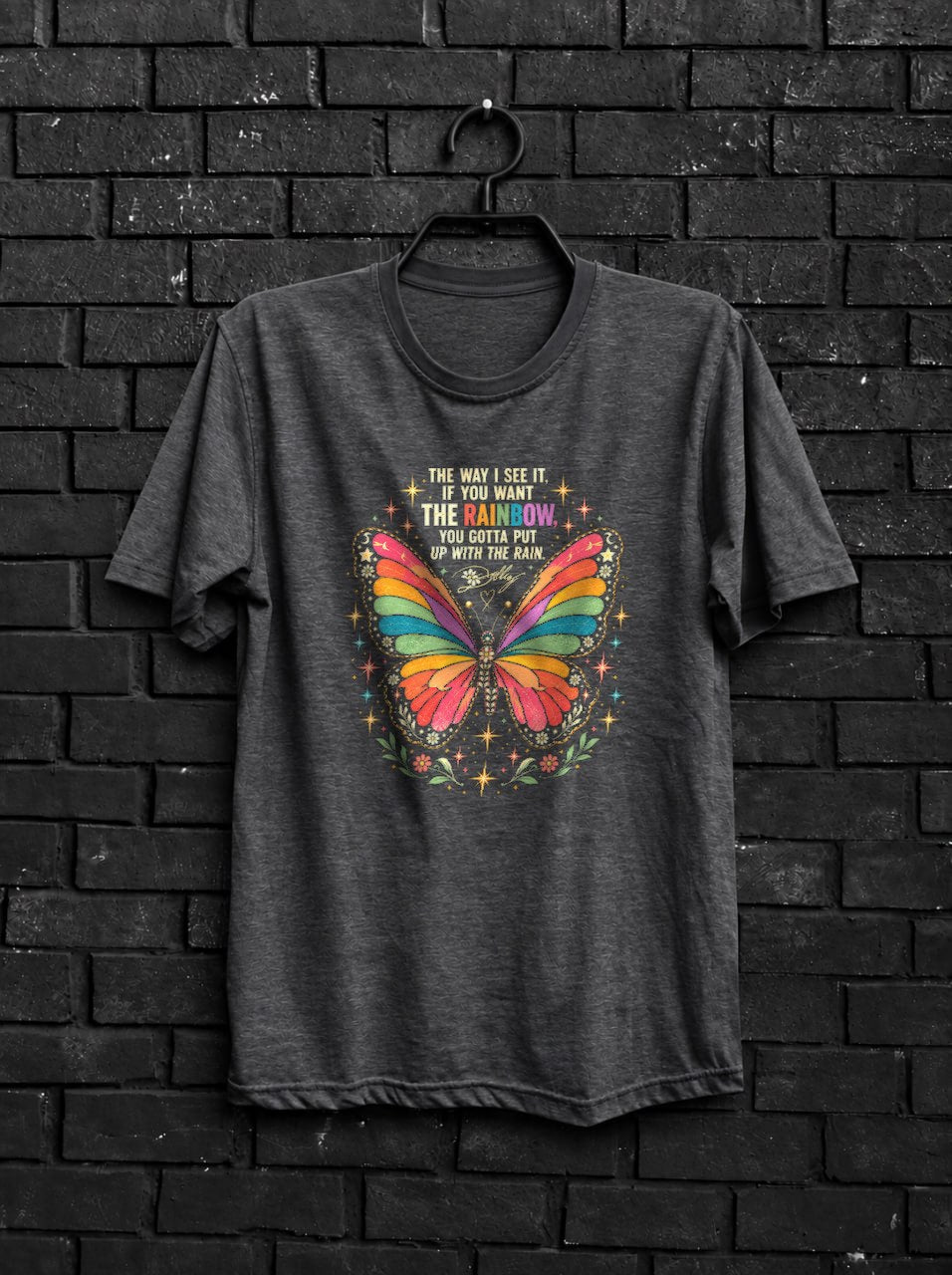 Inspirational Butterfly Shirt — Dark Gray Shirt