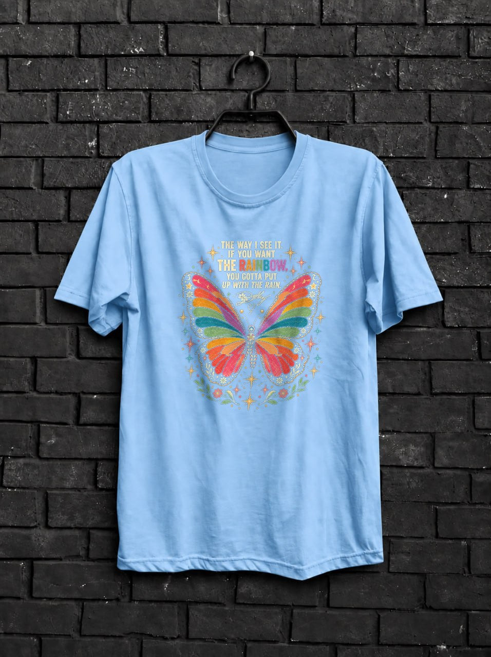 Inspirational Butterfly Shirt — Light Blue Shirt