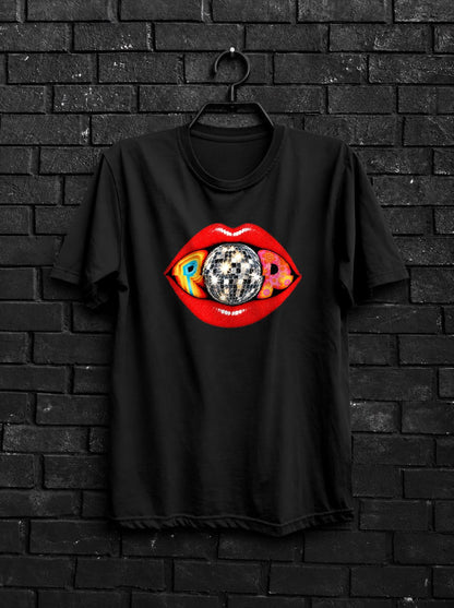 POP Lips Disco Shirt — Charcoal Shirt