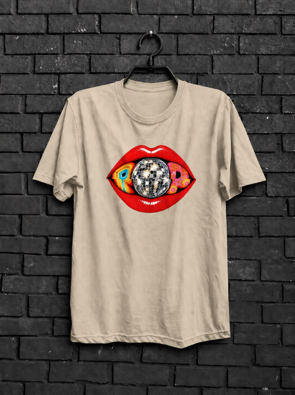 POP Lips Disco Shirt — Cream Shirt