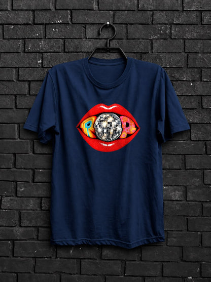 POP Lips Disco Shirt — Navy Shirt