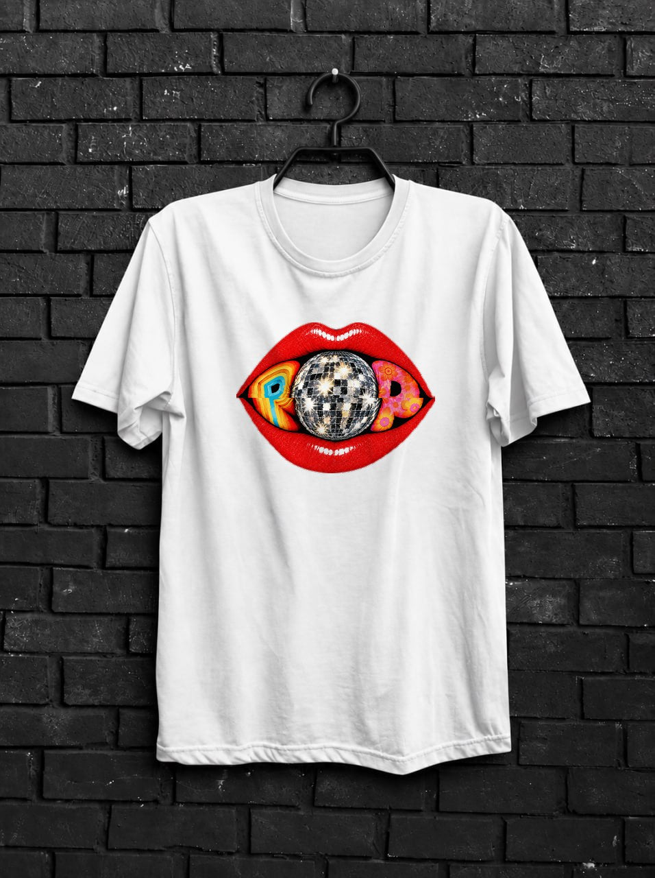 POP Lips Disco Shirt — White Shirt