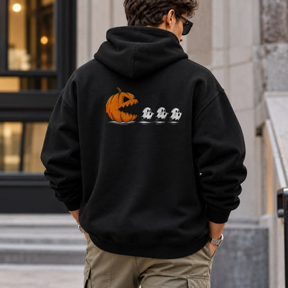 pumpkin_chasing_ghost hoodie — Black