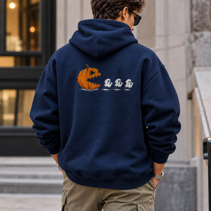 pumpkin_chasing_ghost hoodie — Navy