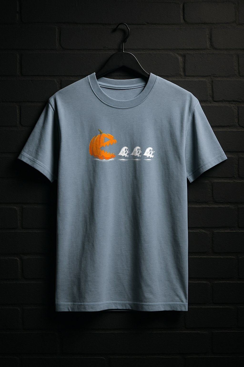 pumpkin_chasing_ghost — Light Blue Shirt