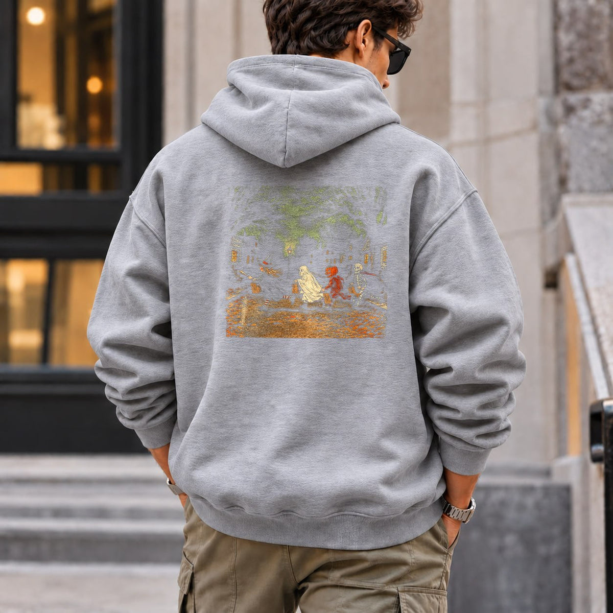 spooky_scene_pumpkin hoodie — Sport Grey