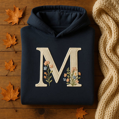 Hoodie Thêu Chữ M Hoa Dại – Navy
