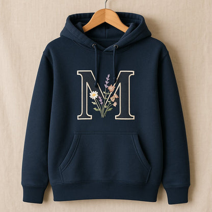Hoodie Thêu Chữ M Hoa Dại – Navy