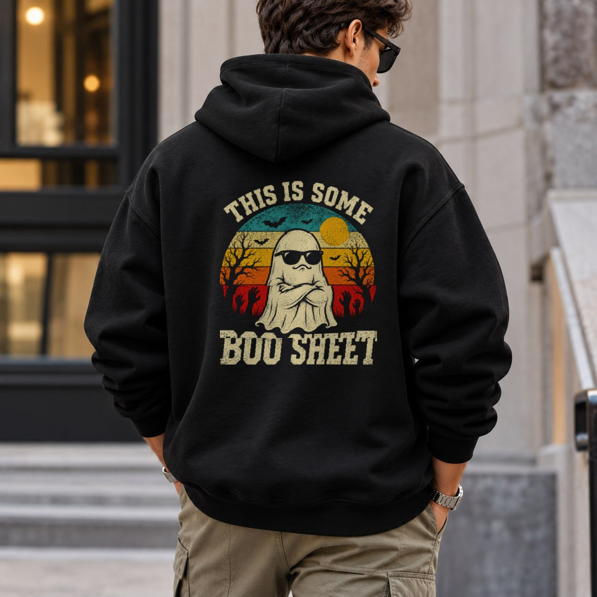 this_is_boo_sheet hoodie — Black