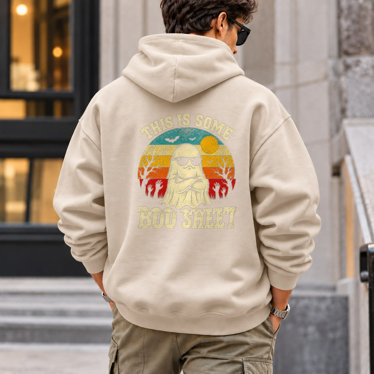 this_is_boo_sheet hoodie — Sand