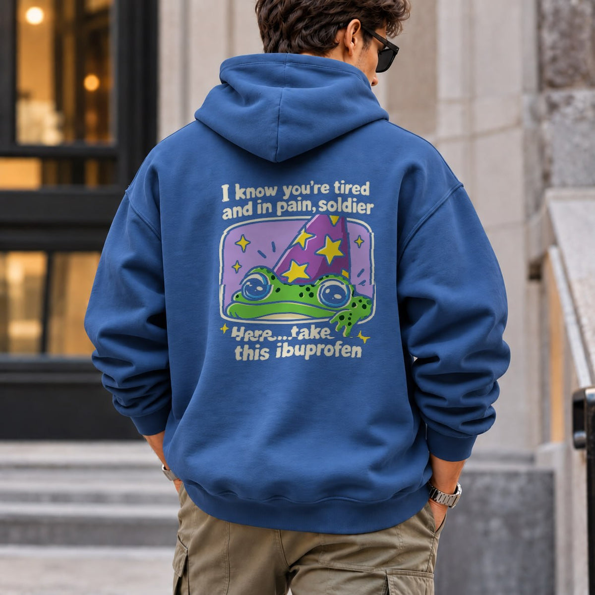 tired_frog hoodie — Royal Blue