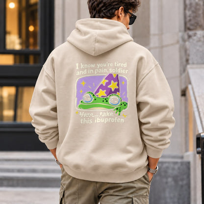 tired_frog hoodie — Sand