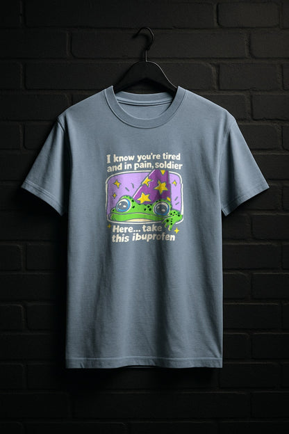 Tired Frog — Light Blue Shirt