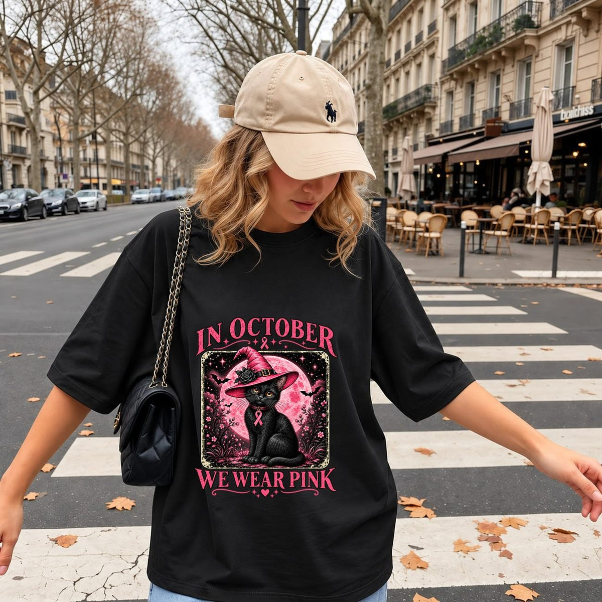 In October We Wear Pink Cat Witch Shirt