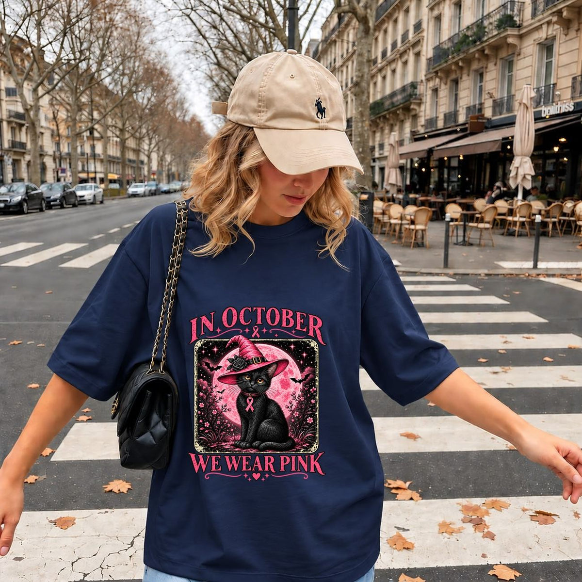 In October We Wear Pink Cat Witch Shirt