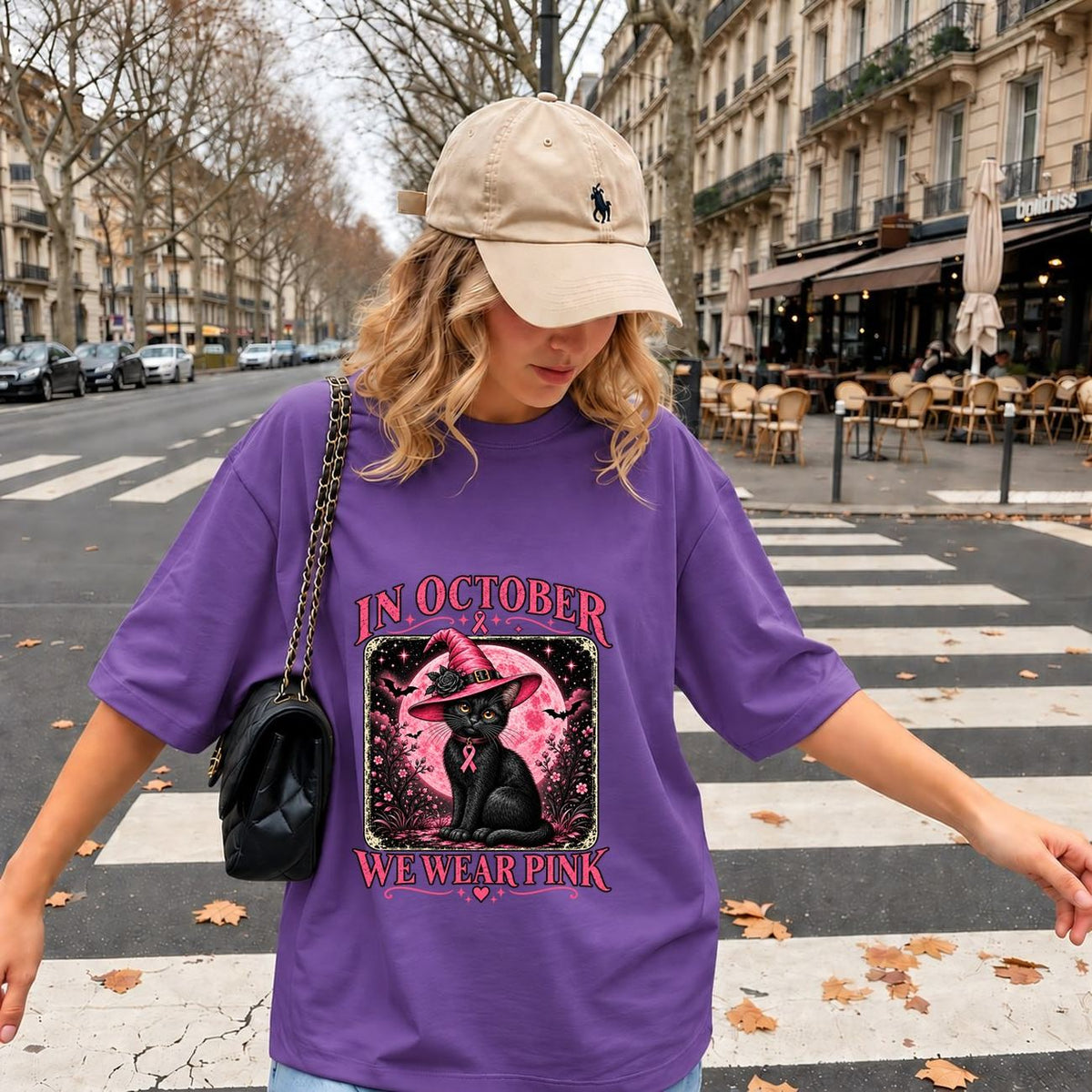 In October We Wear Pink Cat Witch Shirt