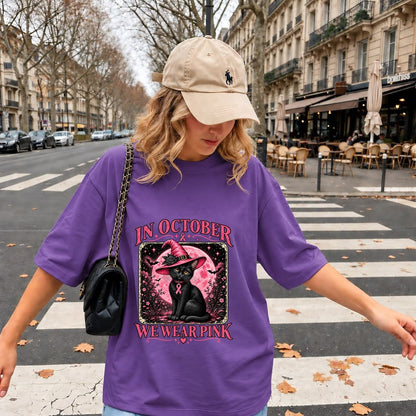 In October We Wear Pink Cat Witch Shirt