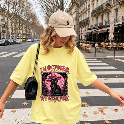 In October We Wear Pink Cat Witch Shirt