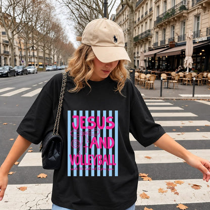 Jesus and Volleyball Spike The Ball Pink Bow Coquette Shirt