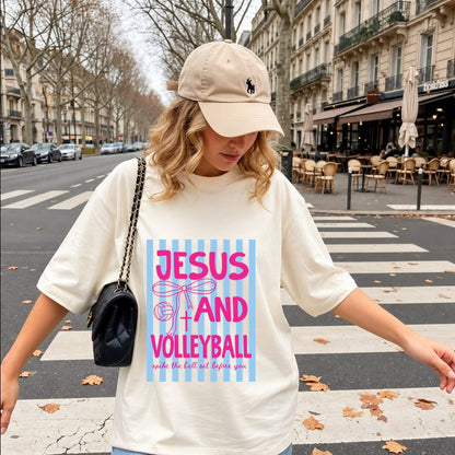 Jesus and Volleyball Spike The Ball Pink Bow Coquette Shirt