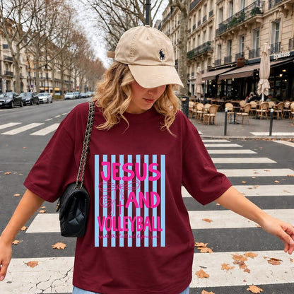 Jesus and Volleyball Spike The Ball Pink Bow Coquette Shirt