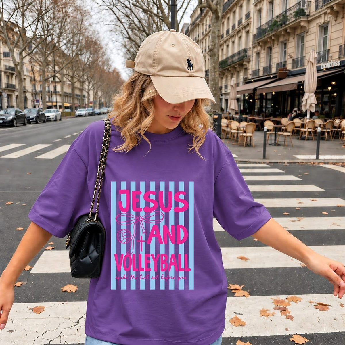 Jesus and Volleyball Spike The Ball Pink Bow Coquette Shirt
