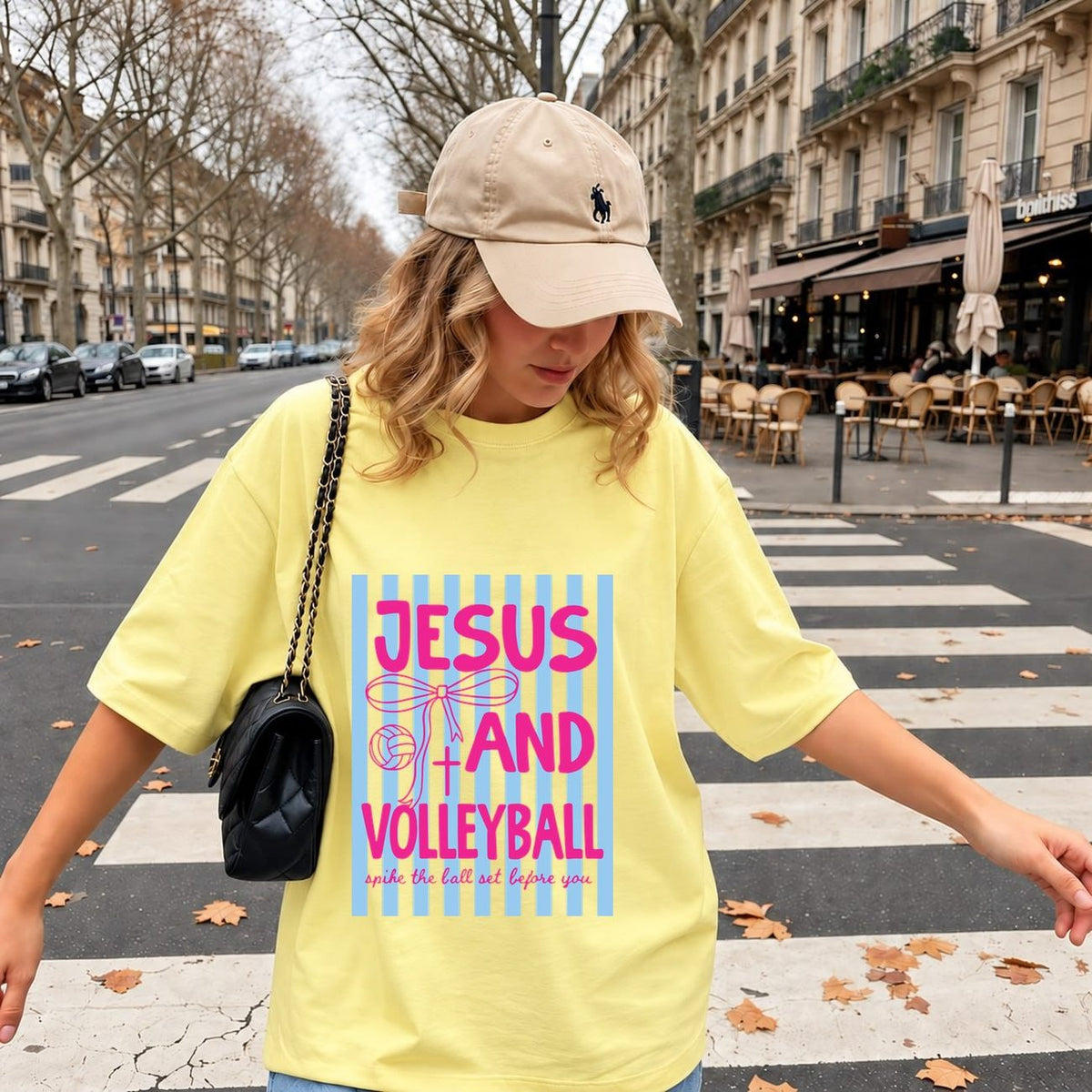 Jesus and Volleyball Spike The Ball Pink Bow Coquette Shirt
