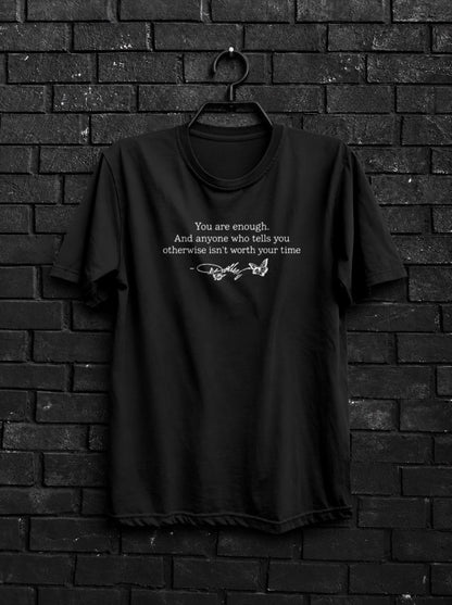 You Are Enough Dolly Quote Shirt — Black Angle 2 Shirt
